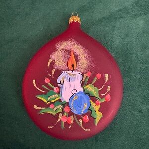 Beautiful Unique Shaped Red Painted Holiday Ornament